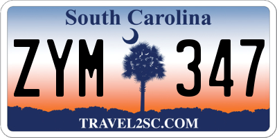 SC license plate ZYM347