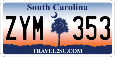 SC license plate ZYM353