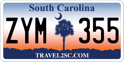 SC license plate ZYM355