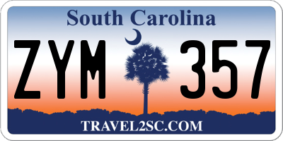 SC license plate ZYM357