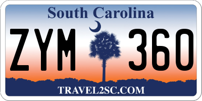 SC license plate ZYM360