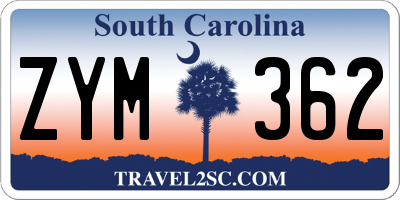 SC license plate ZYM362