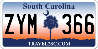 SC license plate ZYM366