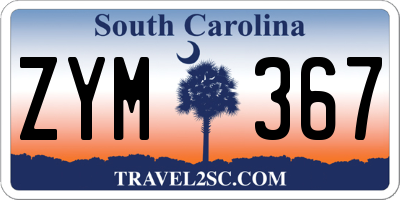 SC license plate ZYM367