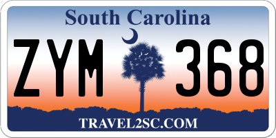 SC license plate ZYM368