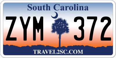 SC license plate ZYM372