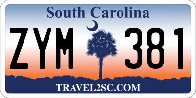 SC license plate ZYM381