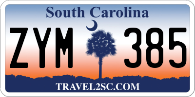 SC license plate ZYM385