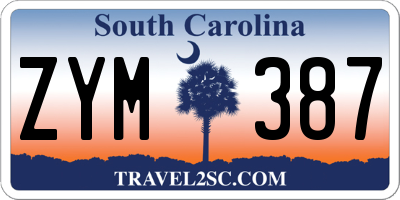 SC license plate ZYM387