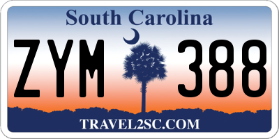 SC license plate ZYM388