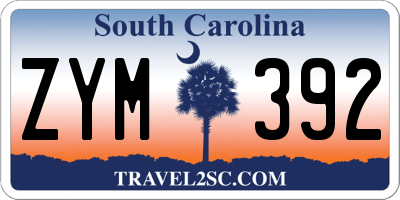 SC license plate ZYM392