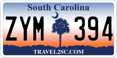 SC license plate ZYM394