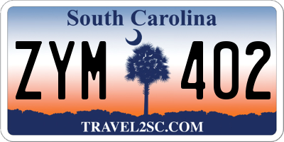 SC license plate ZYM402