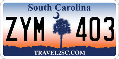 SC license plate ZYM403