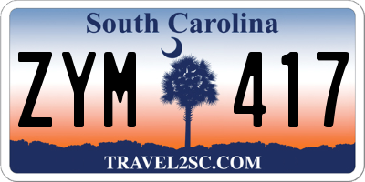SC license plate ZYM417