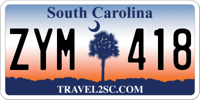 SC license plate ZYM418