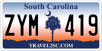 SC license plate ZYM419
