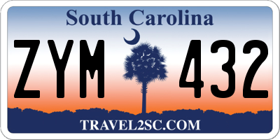 SC license plate ZYM432