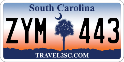 SC license plate ZYM443