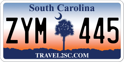 SC license plate ZYM445