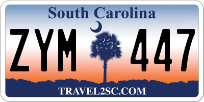 SC license plate ZYM447