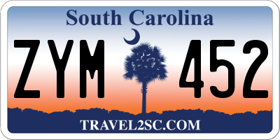 SC license plate ZYM452