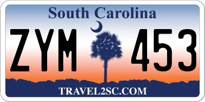 SC license plate ZYM453