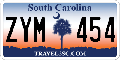 SC license plate ZYM454