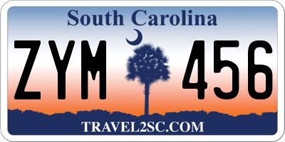 SC license plate ZYM456