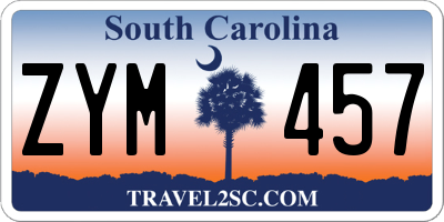 SC license plate ZYM457