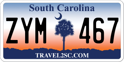SC license plate ZYM467