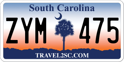SC license plate ZYM475