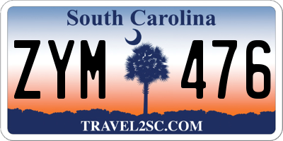 SC license plate ZYM476