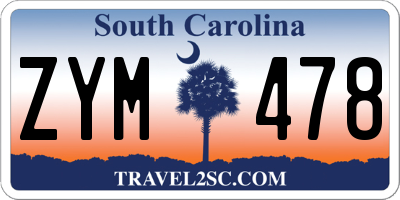 SC license plate ZYM478