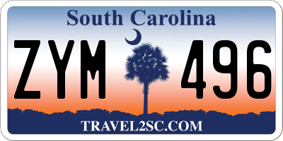 SC license plate ZYM496