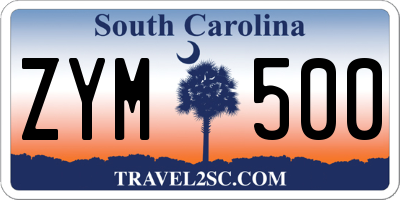 SC license plate ZYM500