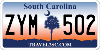 SC license plate ZYM502