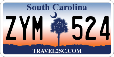 SC license plate ZYM524