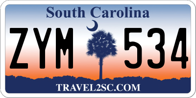 SC license plate ZYM534