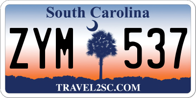 SC license plate ZYM537
