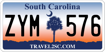 SC license plate ZYM576