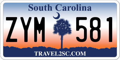 SC license plate ZYM581