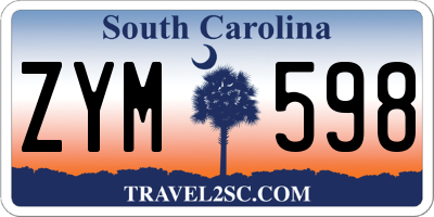 SC license plate ZYM598