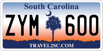 SC license plate ZYM600