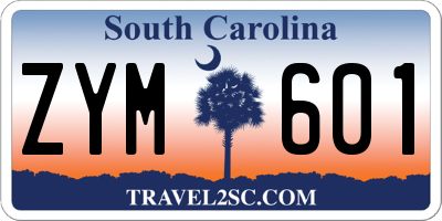 SC license plate ZYM601