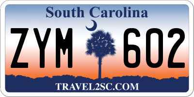 SC license plate ZYM602