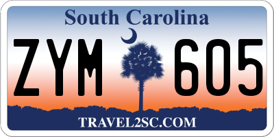 SC license plate ZYM605