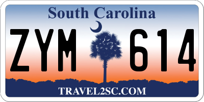 SC license plate ZYM614
