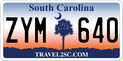 SC license plate ZYM640