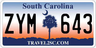 SC license plate ZYM643